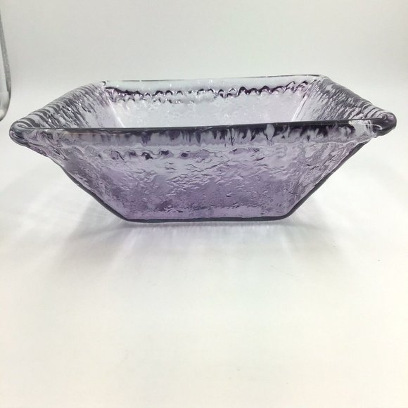 ECOGLASS Recycled Glass Serving Bowl Made in SPAIN Purple Hue Square EUC - Picture 8 of 9